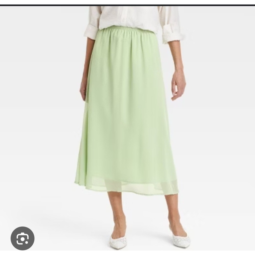 Women's Sheer Maxi A-Line Skirt - A New Day Green Small